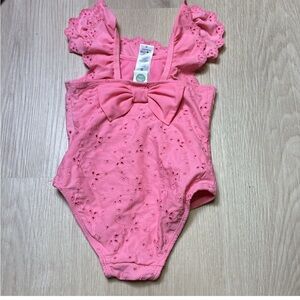 Little Me Pink Eyelet Swimsuit